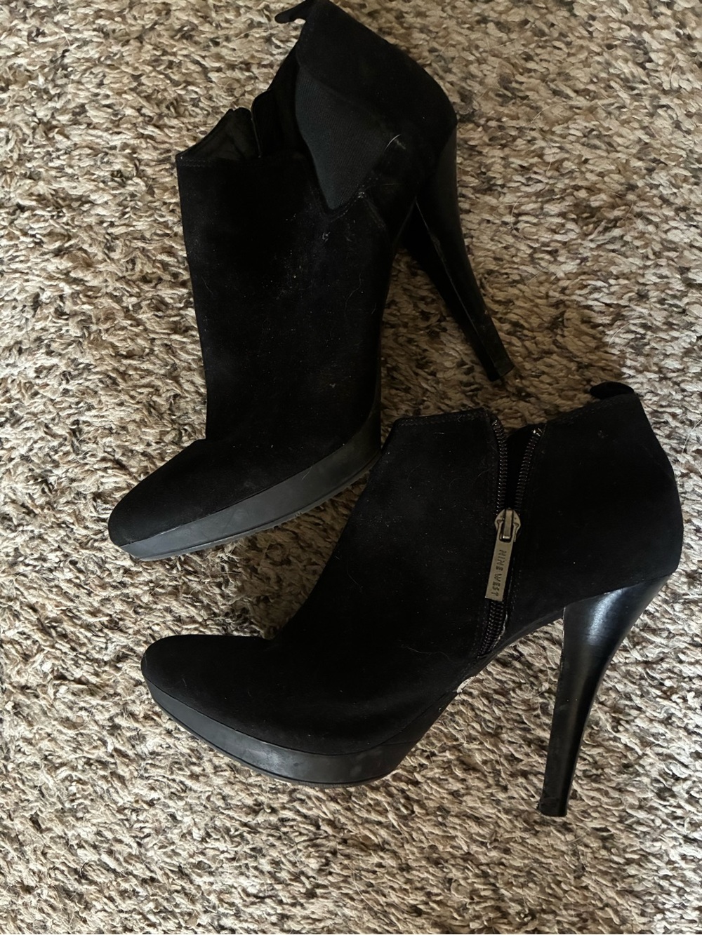 Nine West Black Suede High Heel Ankle Booties